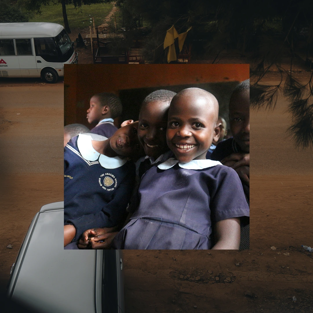 Group of smiling children in school uniforms
