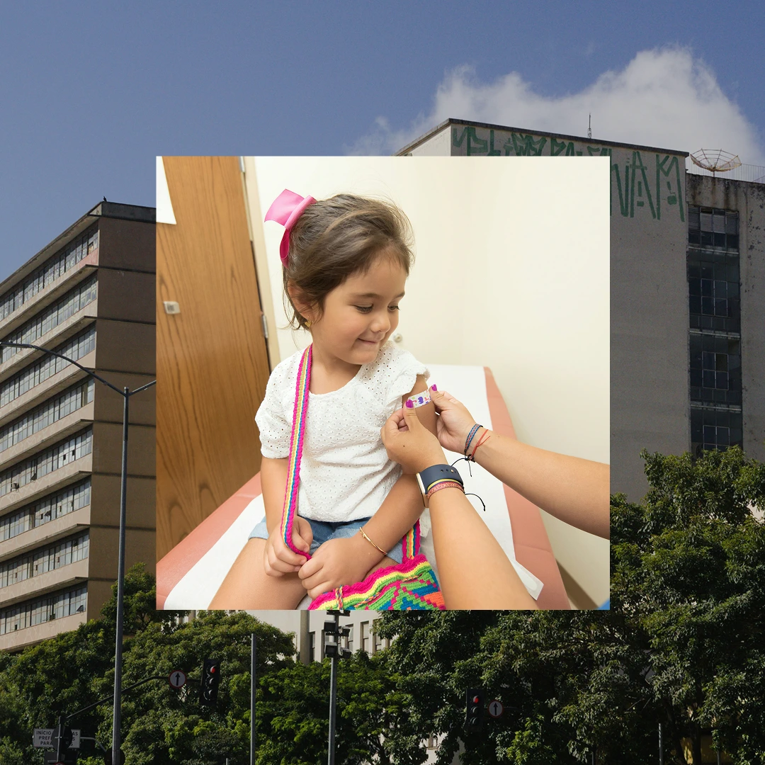 Child patiently receiving medical care at a doctor’s office