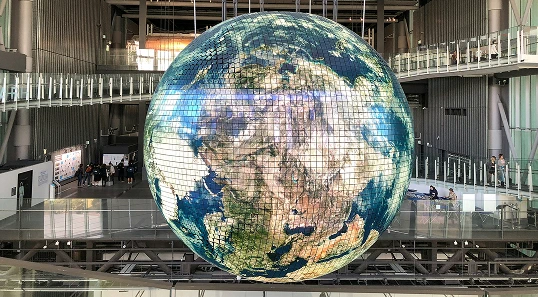 Earth globe made of mosaic tiles