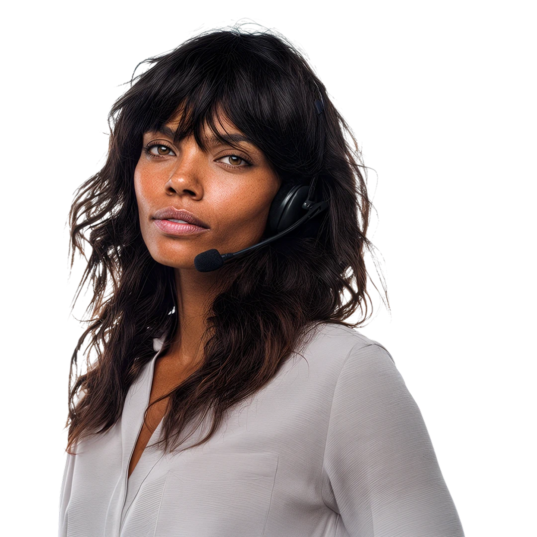 Confident and professional customer service representative wearing a headset