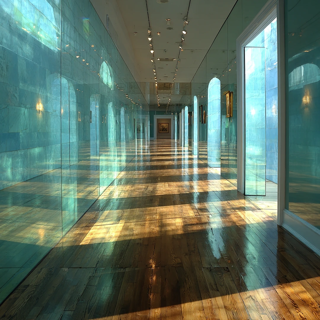 Long, brightly lit hallway