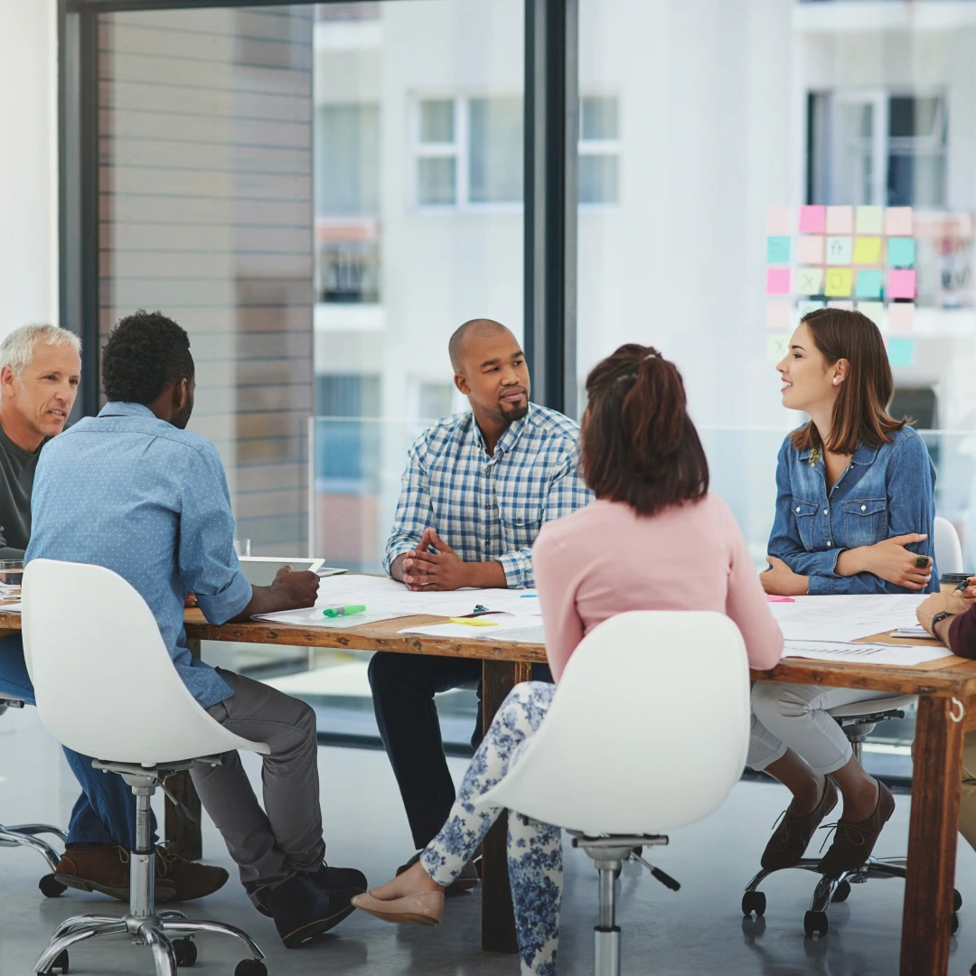 Collaborative team working together in a modern office environment