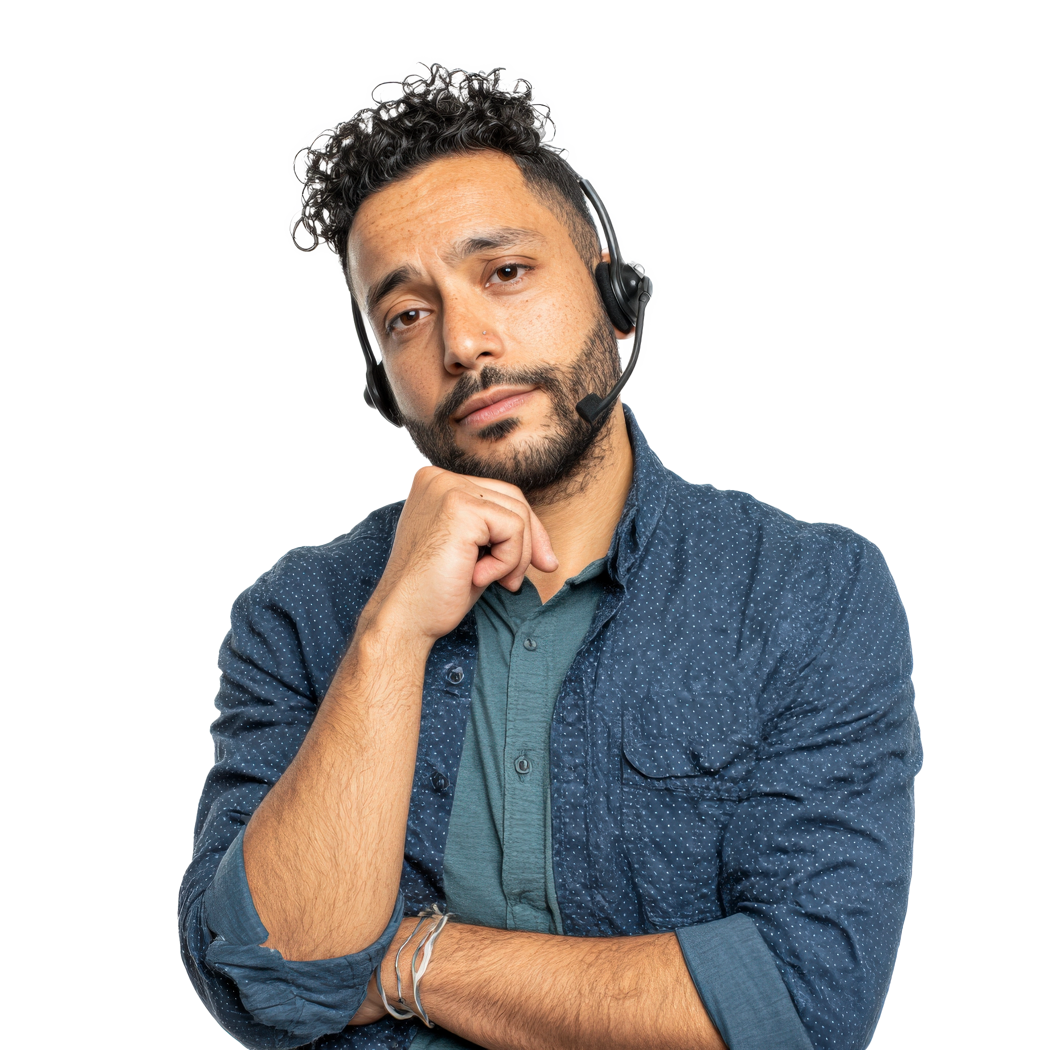 Puerto Rican customer support representative wearing a headset