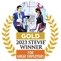 Gold 2023 Stevie Award Winner for Great Employers logo