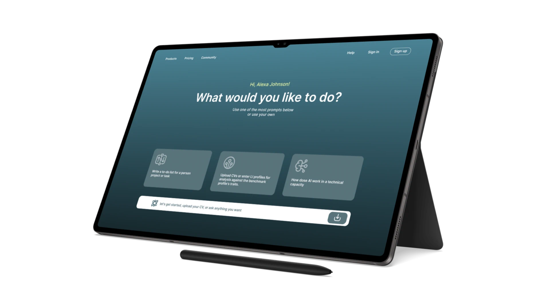 AI that prevents adverse events in advance, interface showcased on a tablet
