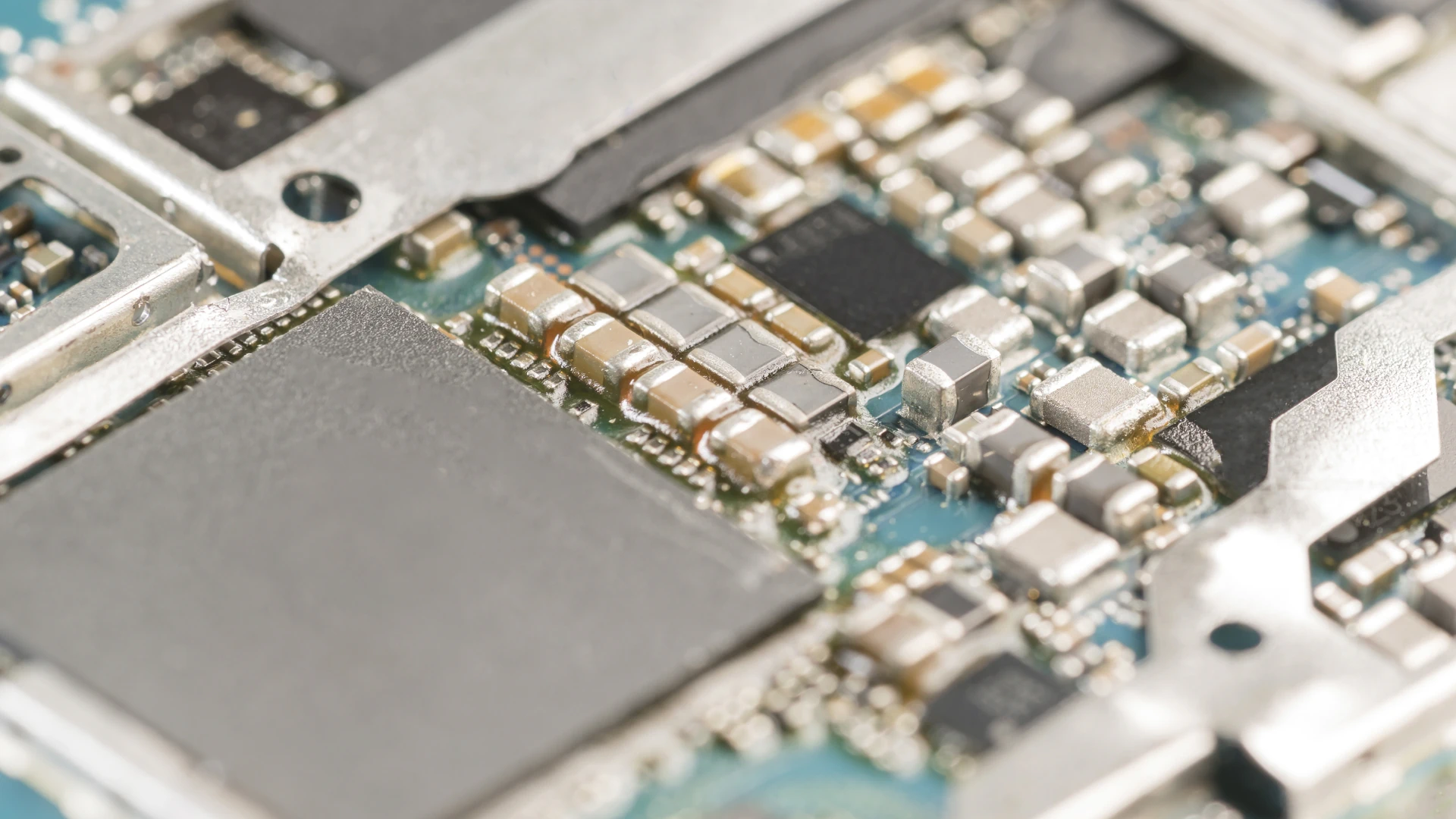 Сircuit board with components such as chips and capacitors