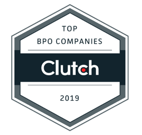 Clutch Top BPO Company 2019 award badge