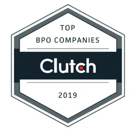 Clutch Top BPO Company 2019 award badge