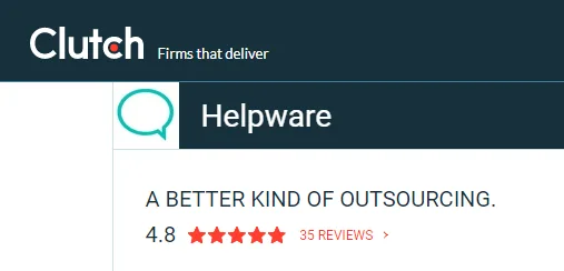 Helpware received a 4.8-star rating and 35 reviews on Clutch