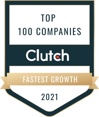 Clutch Top 100 Companies Fastest Growth 2021 badge
