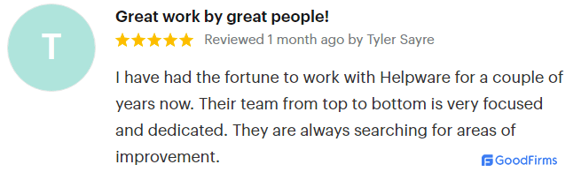 Helpware customer review on GoodFirms