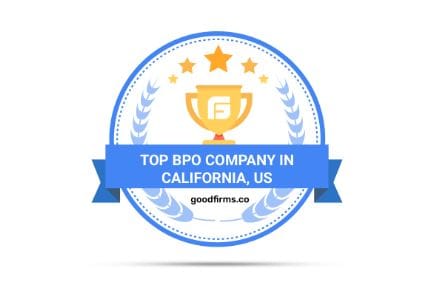 GoodFirms award badge: Top BPO Company in California, US