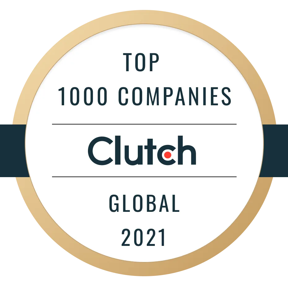 Clutch Top 1000 Global Companies 2021 badge