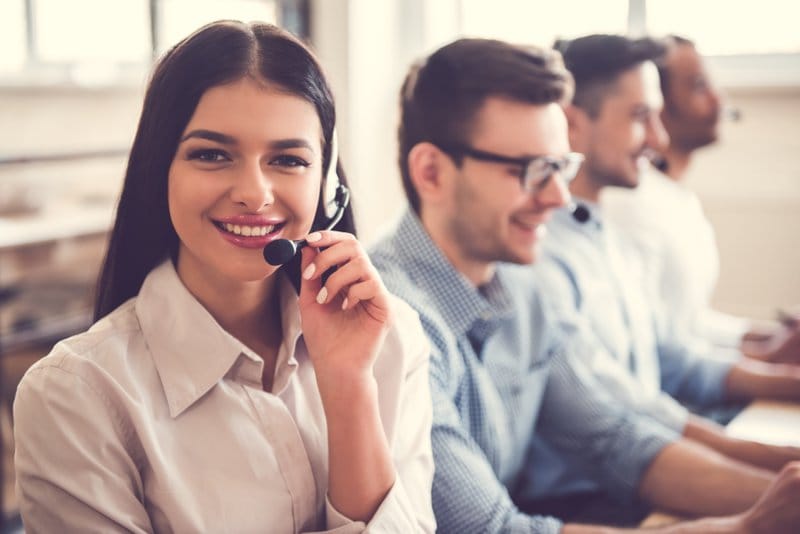 Call center agents using call center software