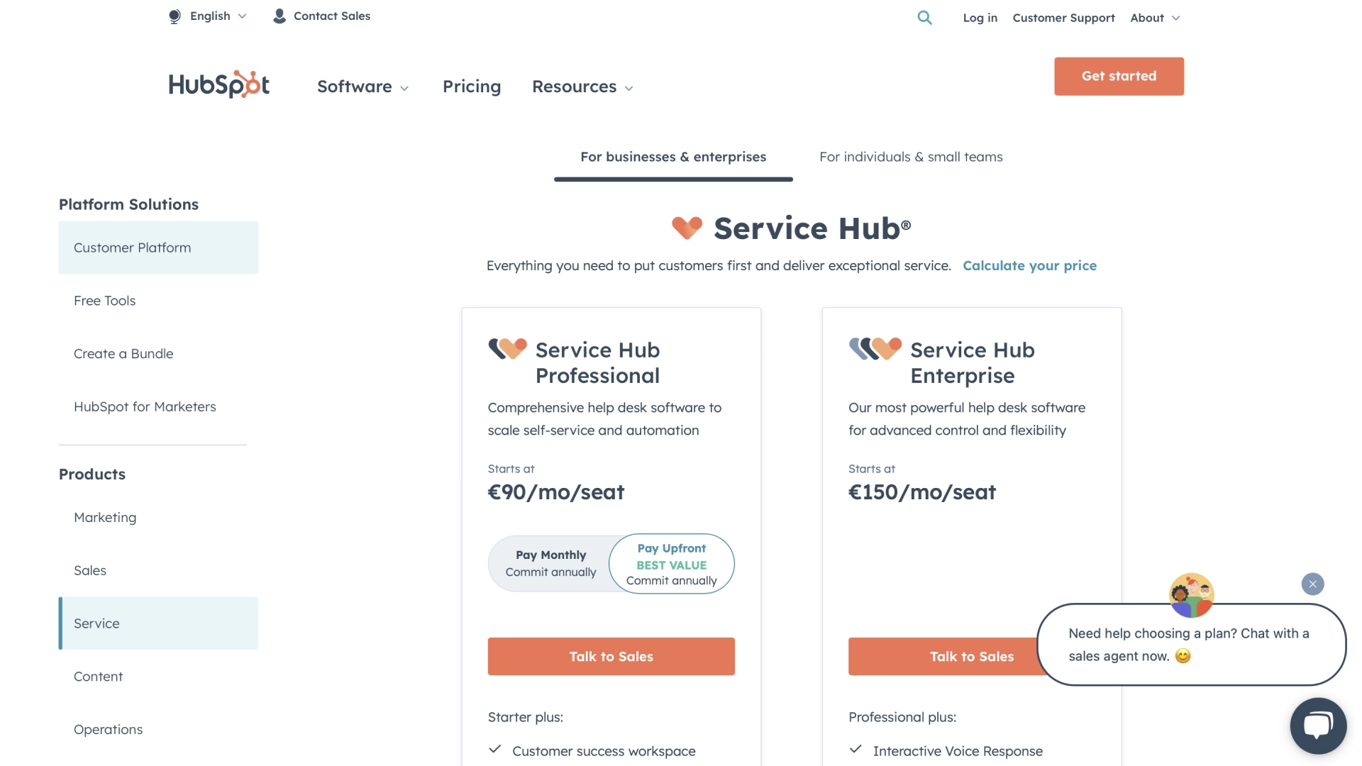 HubSpot website homepage.