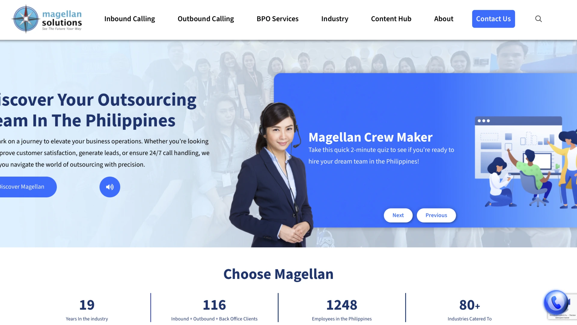 Magellan Solutions website homepage.